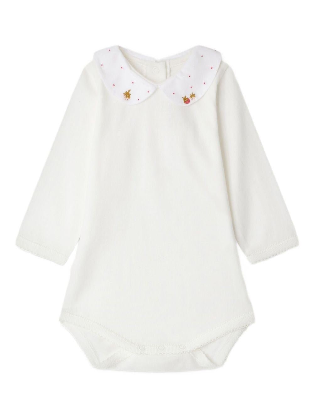 Body per neonata Bonpoint bianco con colletto ricamato - Rubino Kids