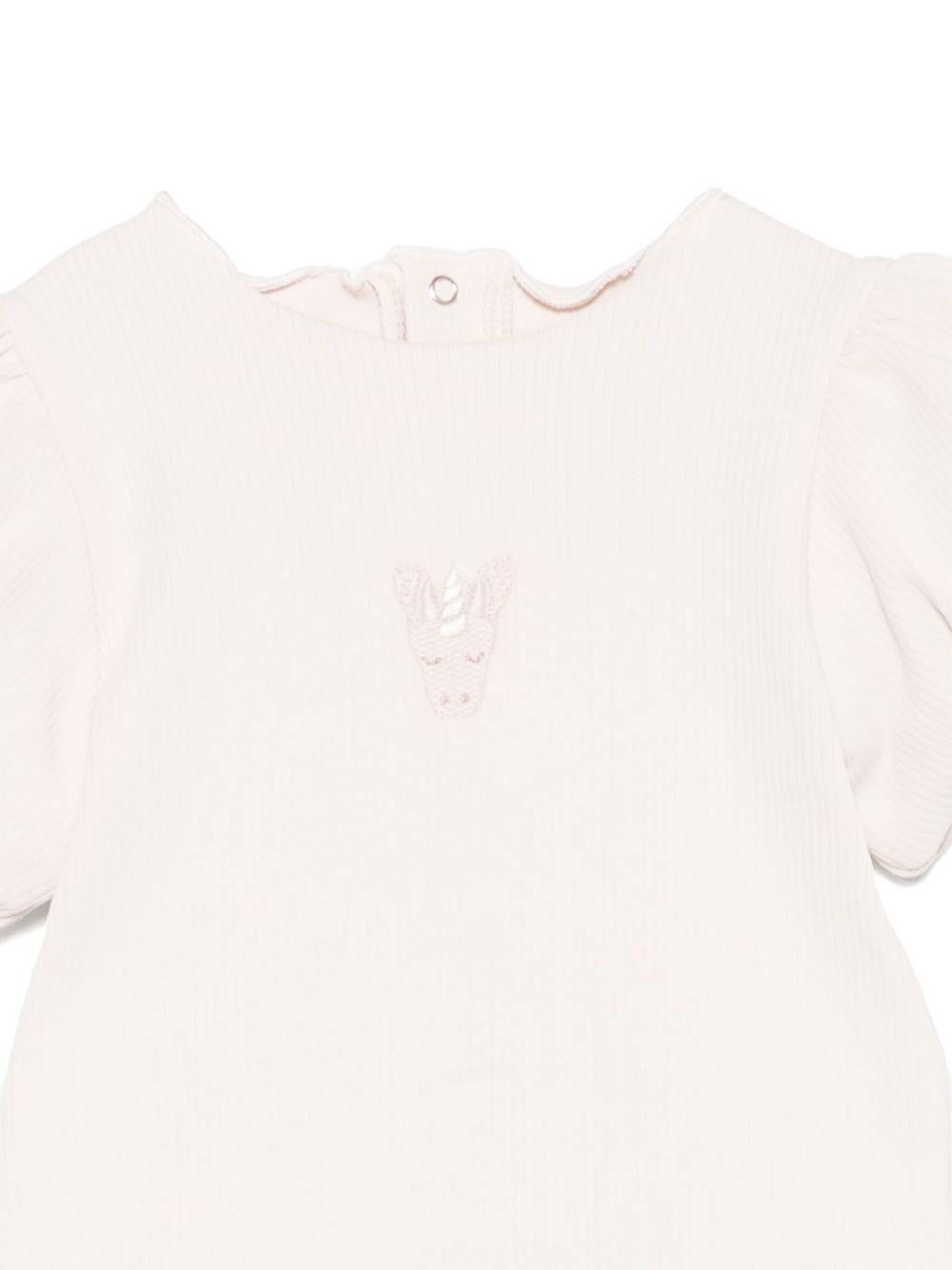 Body per neonata Donsje Nowie beige con motivo con ricamo - Rubino Kids