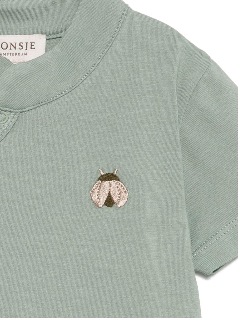 Body per neonata Donsje verde con dettaglio con ricamo ad ape - Rubino Kids