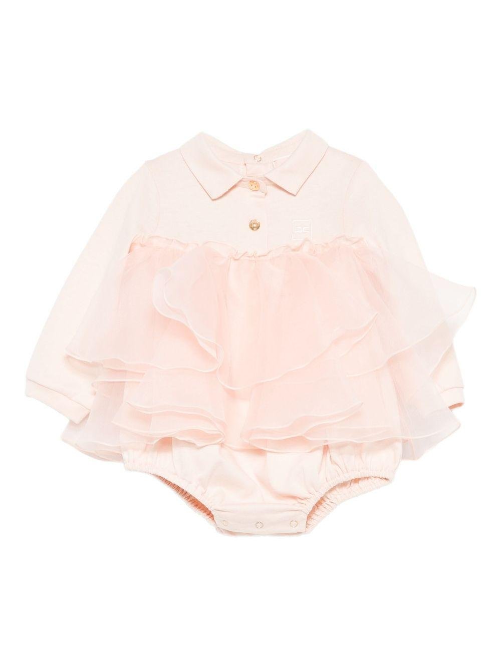 Body per neonata Elisabetta Franchi La Mia Bambina rosa design a strati con ruches - Rubino Kids