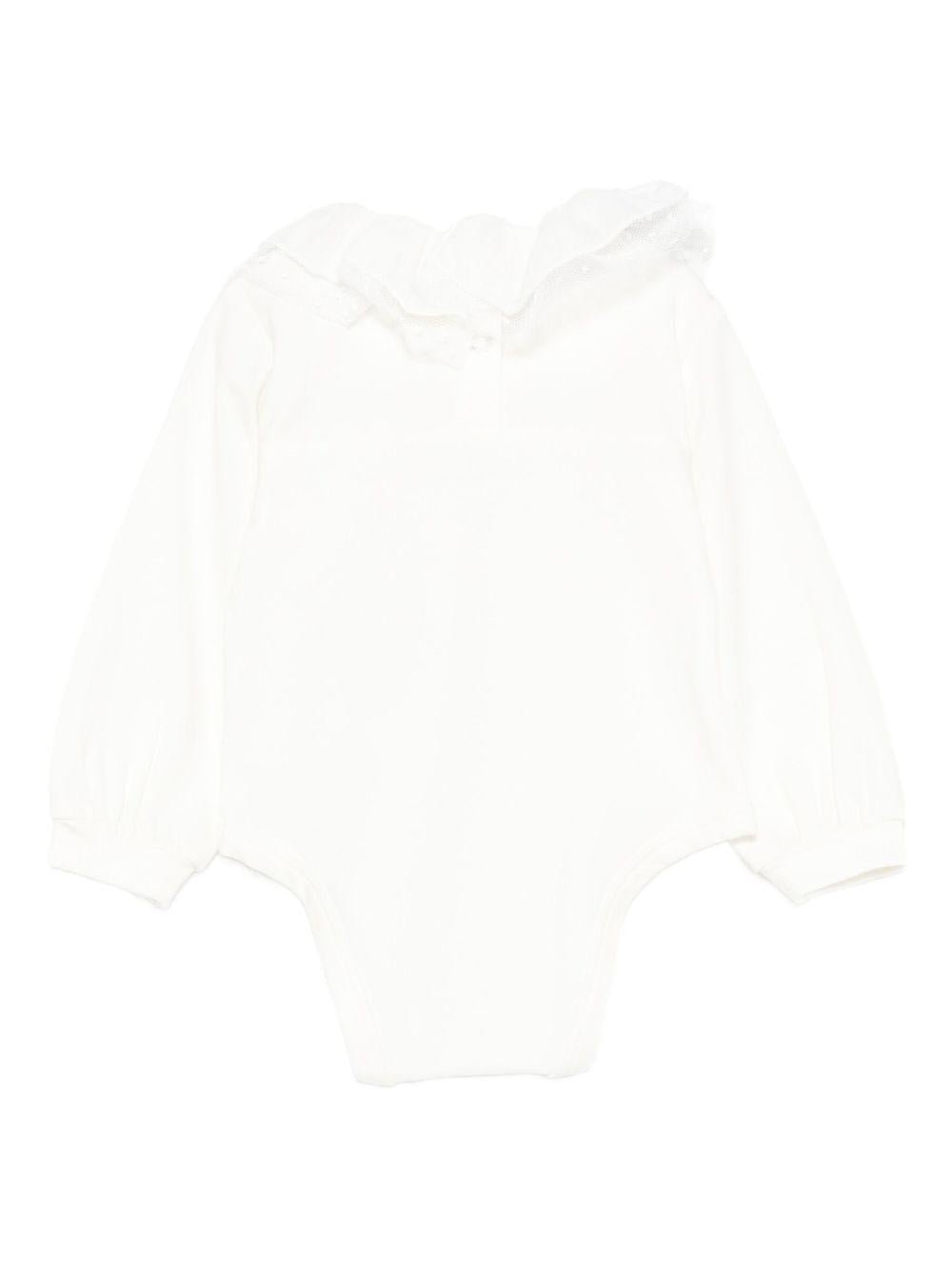 Body per neonata Monnalisa bianco con ruches - Rubino Kids