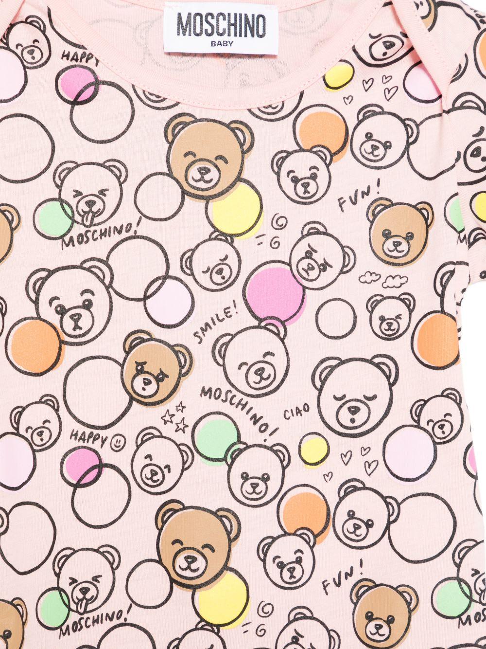 Body per neonata Moschino Kids rosa con stampa all - over - Rubino Kids