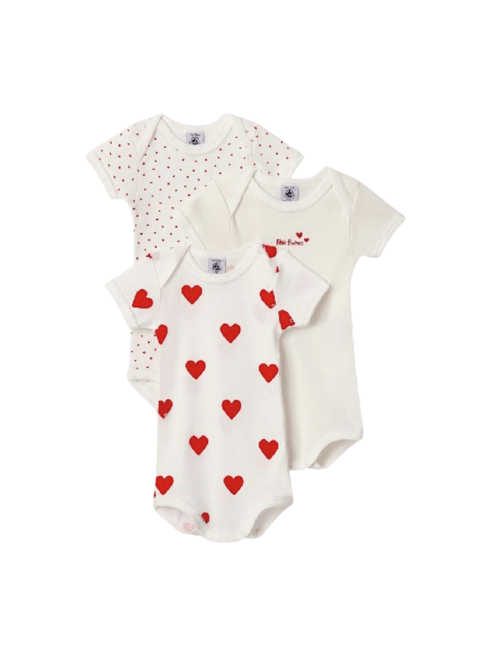 Body per neonati Petit Bateau bianco con fantasia a cuori - Rubino Kids