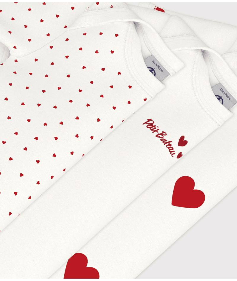 Body per neonati Petit Bateau bianco con fantasia a cuori - Rubino Kids