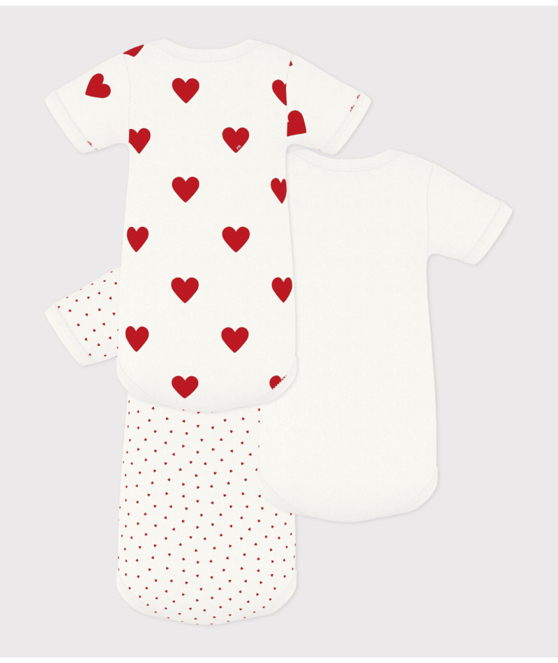 Body per neonati Petit Bateau bianco con fantasia a cuori - Rubino Kids