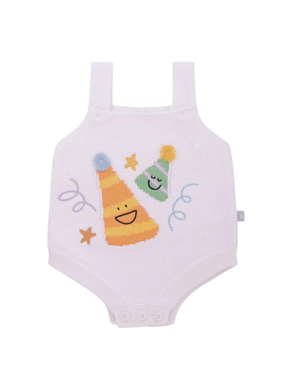 Body per neonati Stella McCartney Kids bianco con ricamo cappelli da festa - Rubino Kids