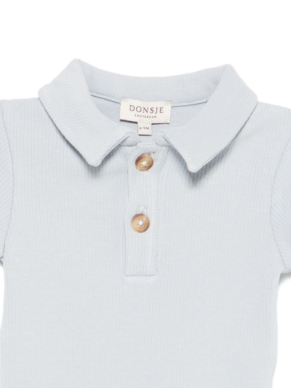 Body per neonato Donsje Moli azzurro con colletto stile polo - Rubino Kids