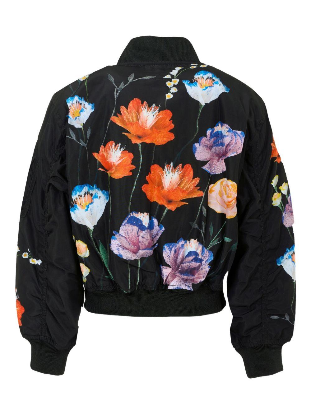 Bomber Hedia per bambina Molo nero con fantasia floreale - Rubino Kids