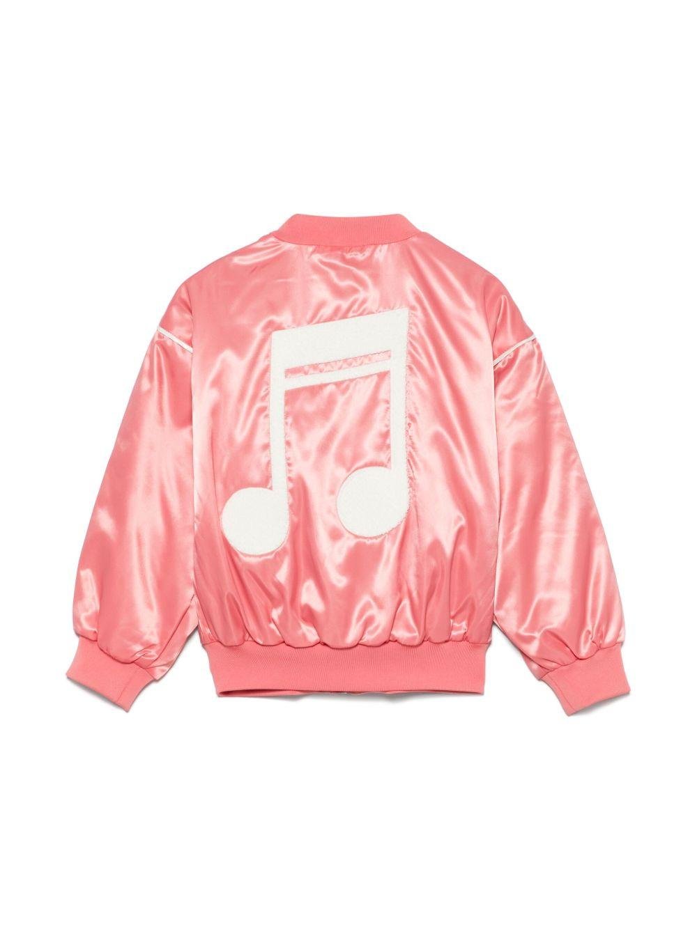 Bomber in raso per bambina Mini Rodini rosa con ricamo sul petto - Rubino Kids