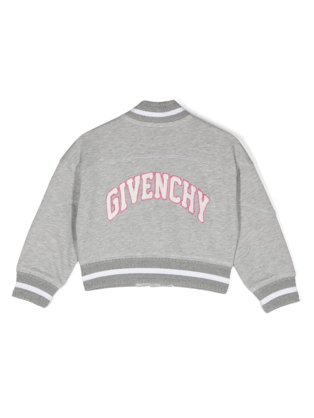 Bomber per bambina Givenchy Kids grigio con applicazione G sul petto - Rubino Kids