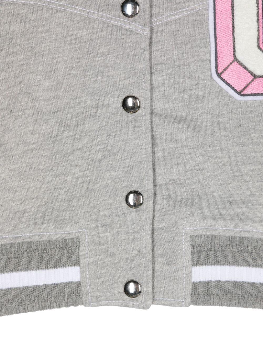 Bomber per bambina Givenchy Kids grigio con applicazione G sul petto - Rubino Kids