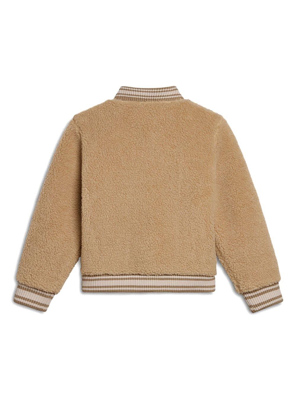 Bomber per bambina Golden Goose Kids beige con applicazione logo sul petto - Rubino Kids