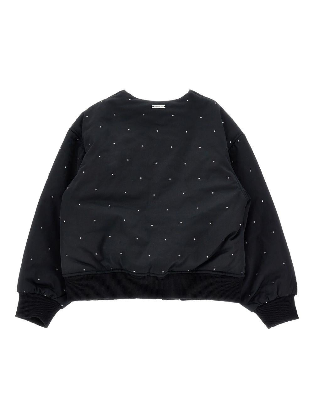 Bomber per bambina Monnalisa nero con cristalli - Rubino Kids