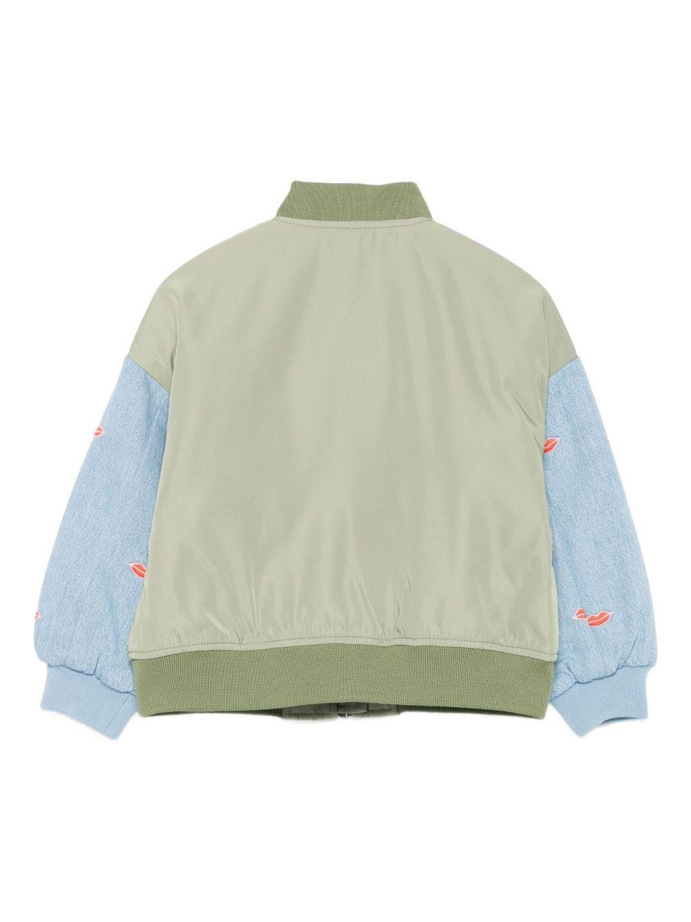 Bomber per bambina Stella McCartney Kids verde con dettaglio labbra - Rubino Kids