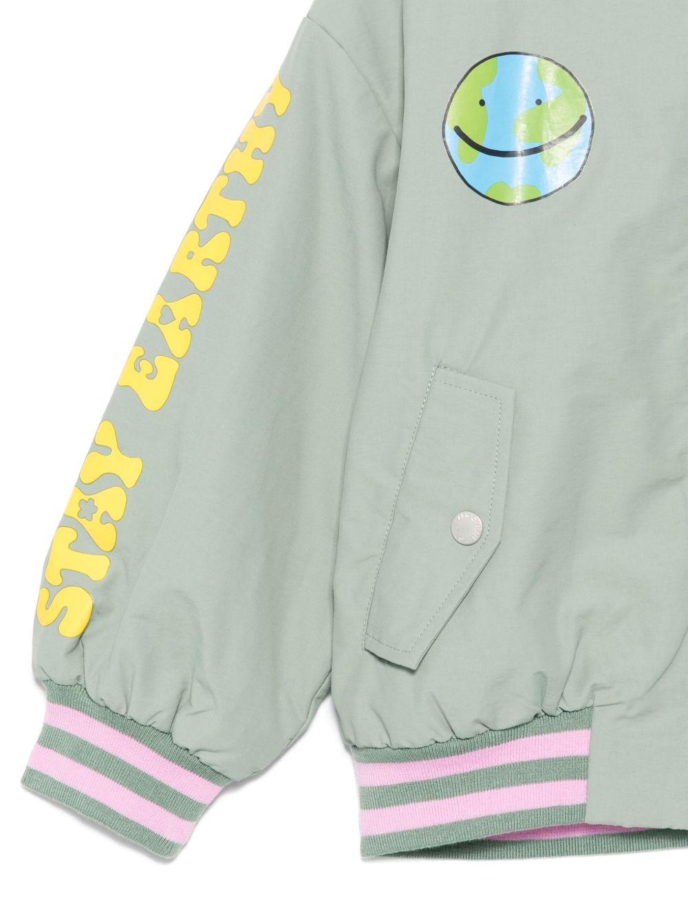 Bomber per bambina Stella McCartney Kids verde con stampa grafica - Rubino Kids