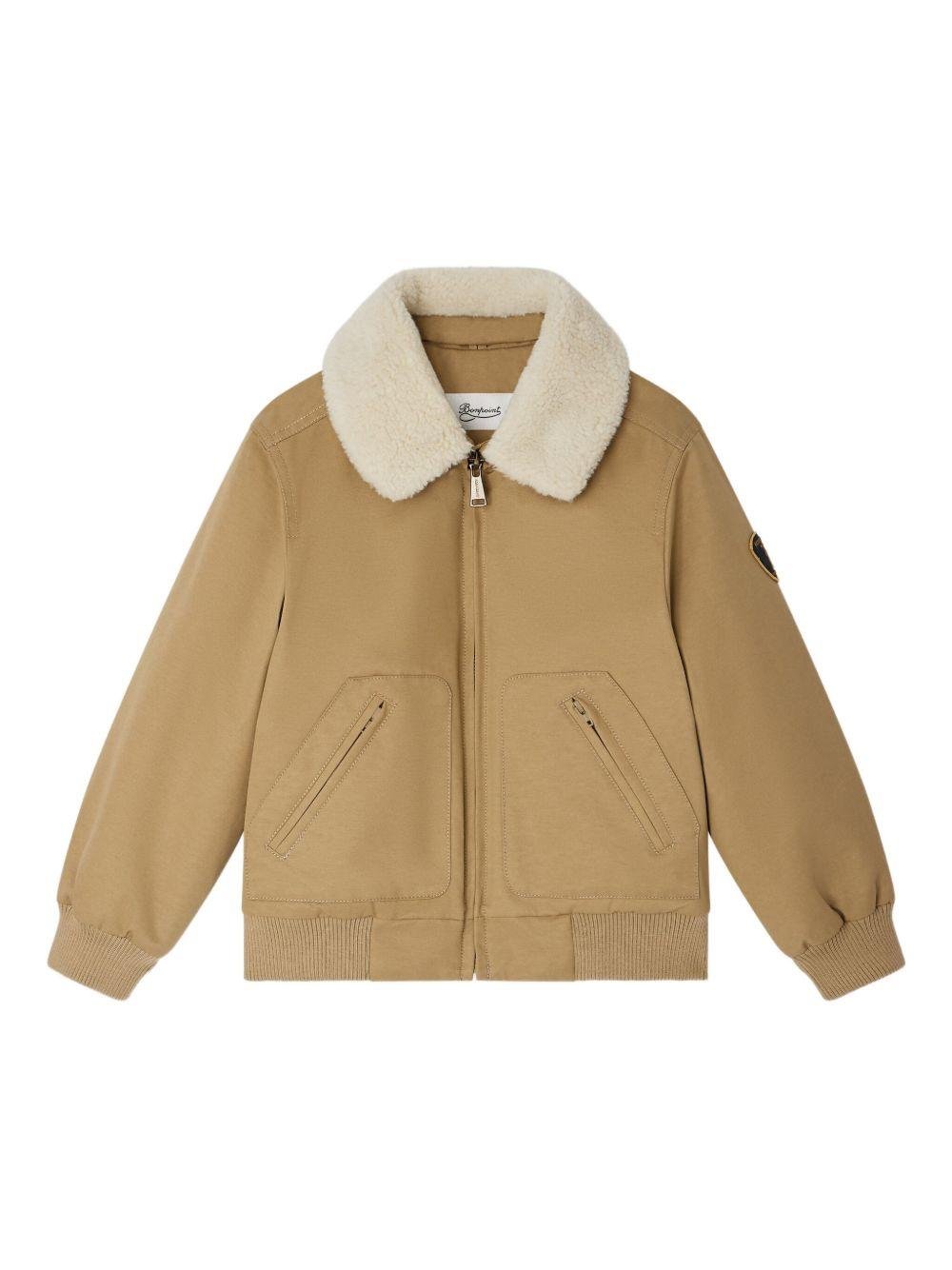 Bomber per bambino Bonpoint John beige con colletto in shearling - Rubino Kids