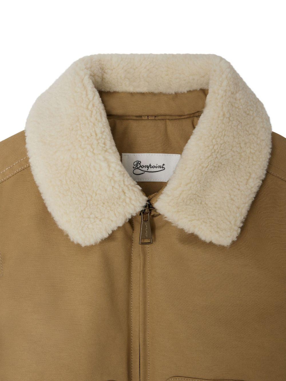 Bomber per bambino Bonpoint John beige con colletto in shearling - Rubino Kids