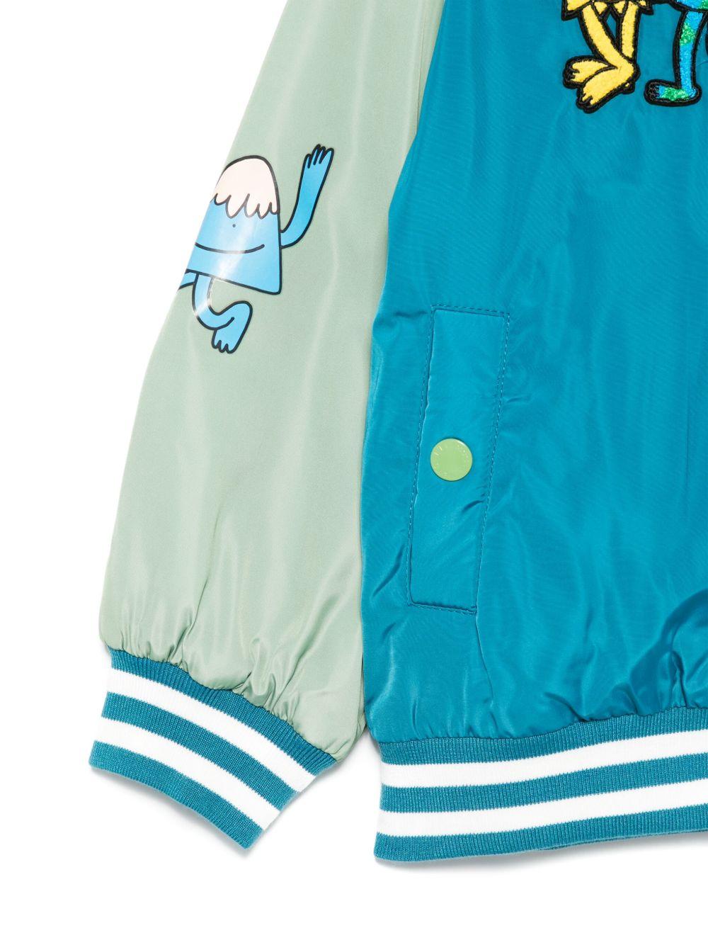 Bomber per bambino Stella McCartney Kids blu con stampa grafica - Rubino Kids