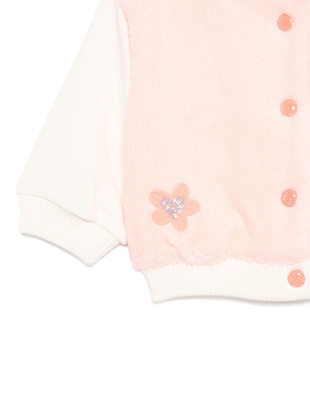 Bomber per neonata Billieblush rosa decorato con fiori e maniche a contrasto - Rubino Kids