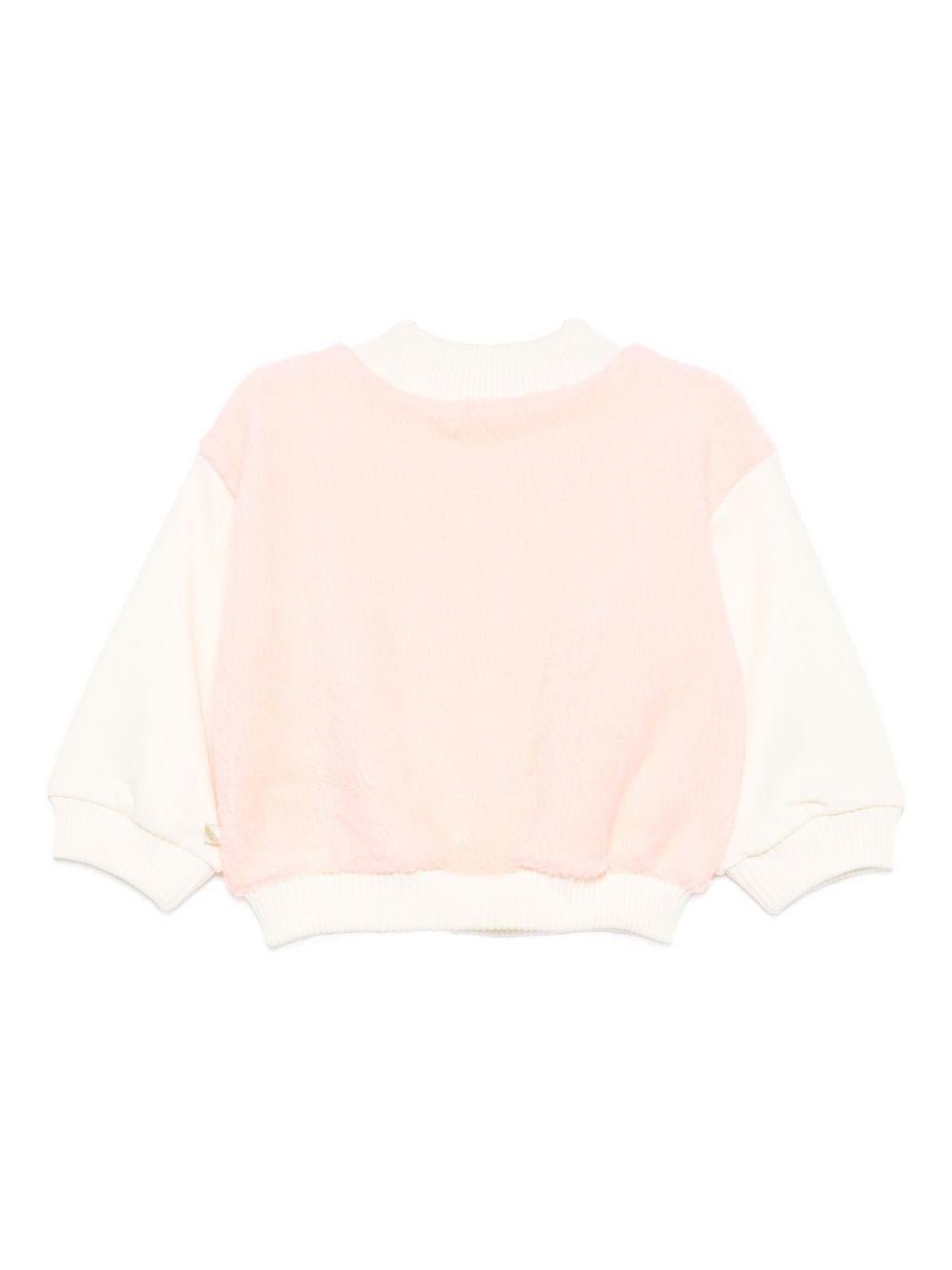 Bomber per neonata Billieblush rosa decorato con fiori e maniche a contrasto - Rubino Kids