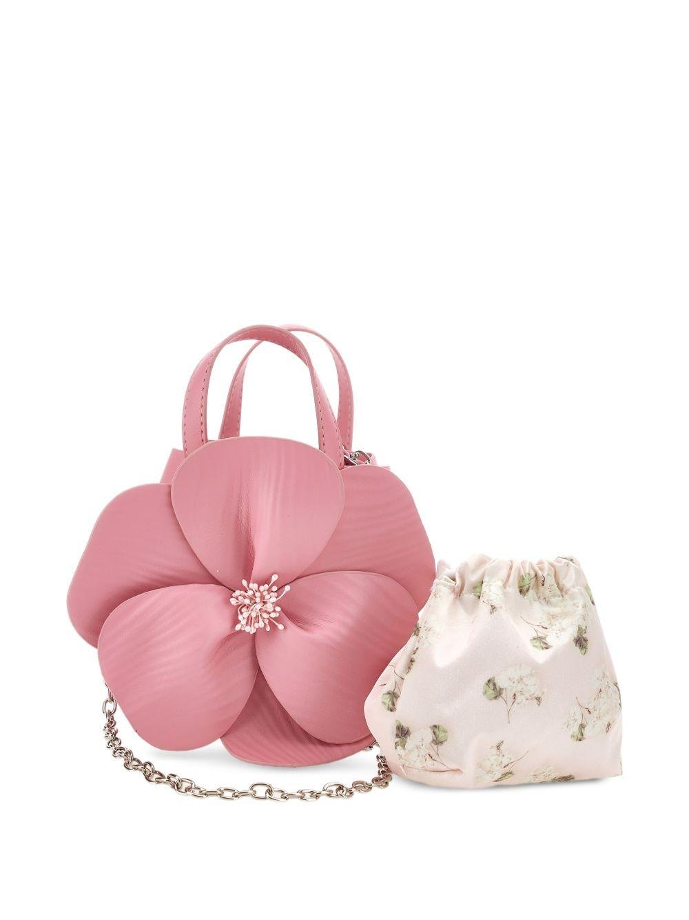 Borsa a mano per bambina Monnalisa rosa con applicazione fiore - Rubino Kids