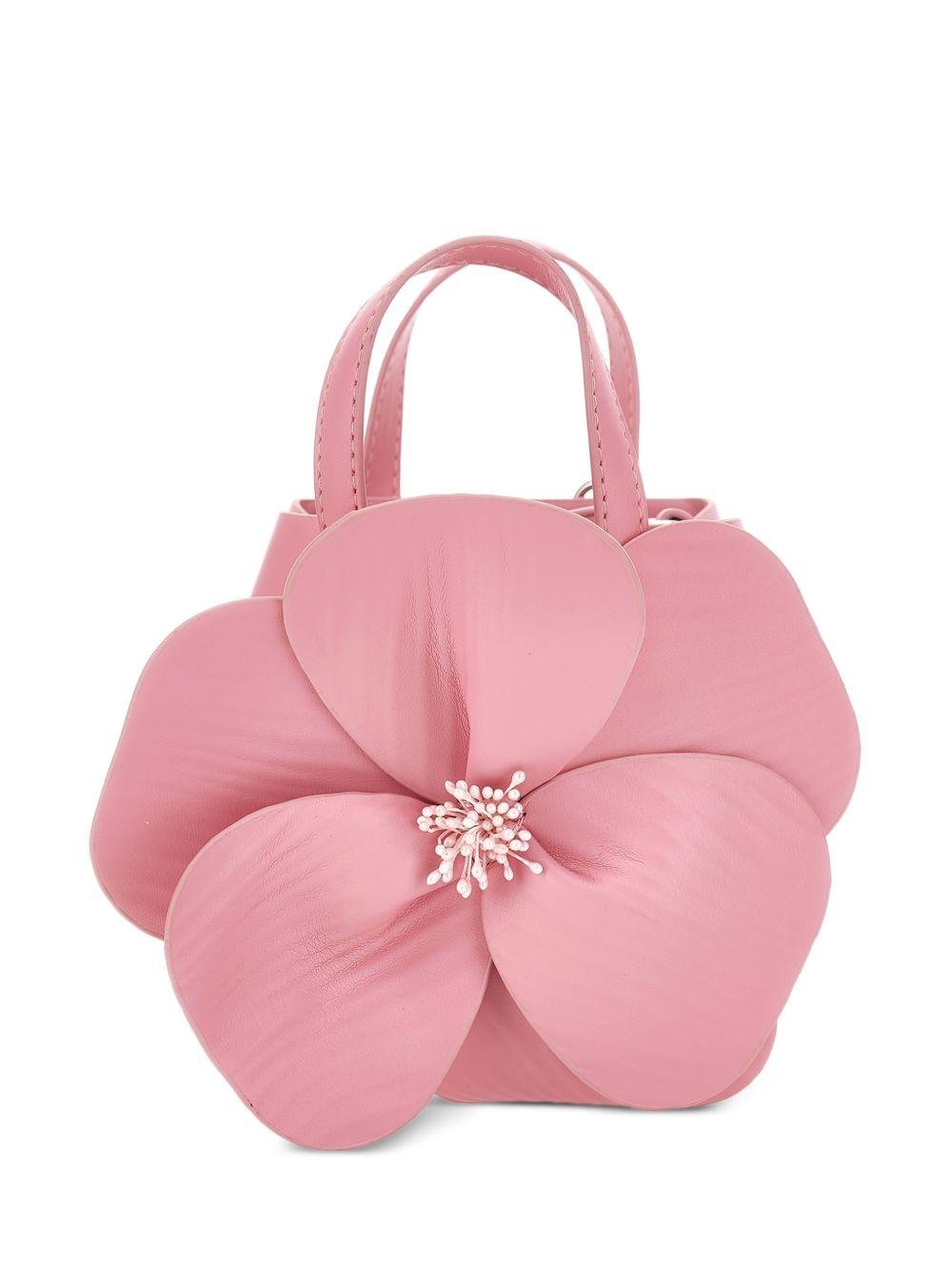 Borsa a mano per bambina Monnalisa rosa con applicazione fiore - Rubino Kids