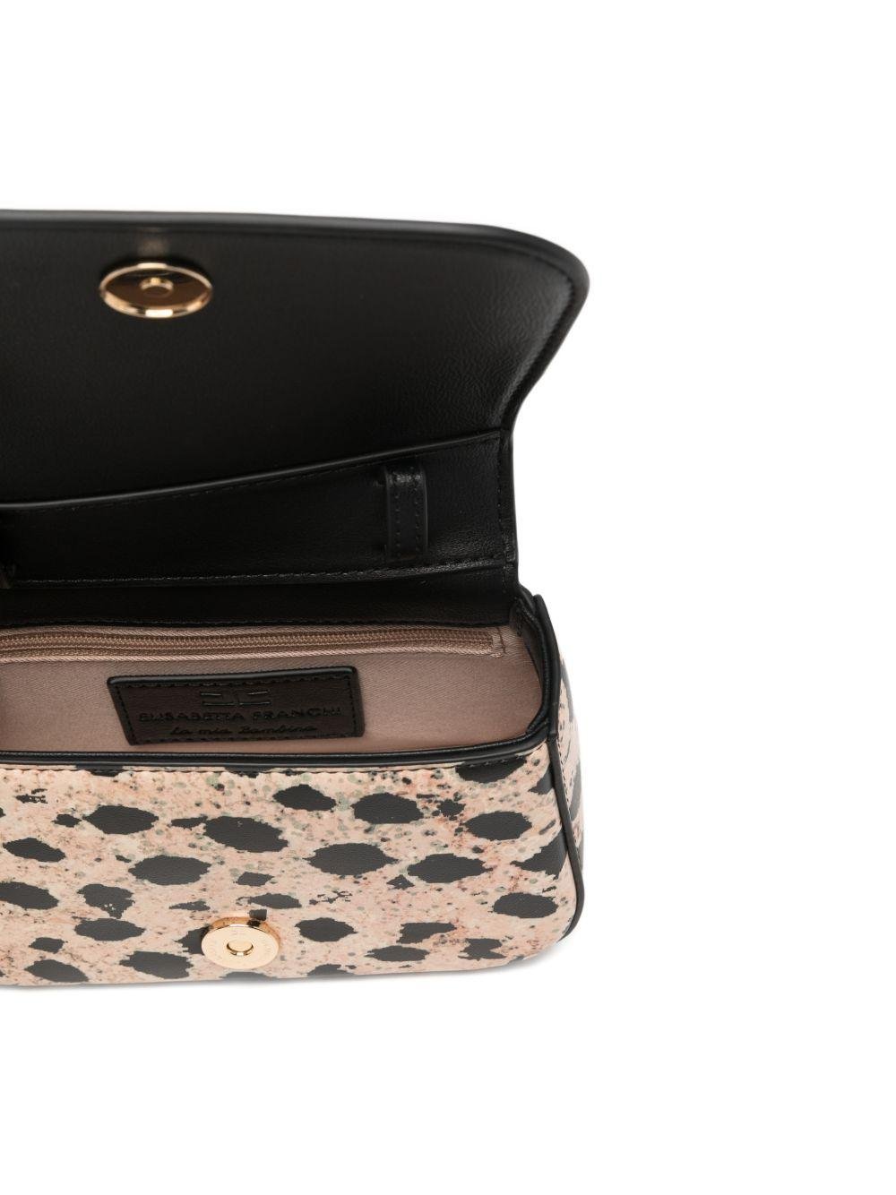 Borsa a spalla mini per bambina Elisabetta Franchi La Mia Bambina nera con stampa animalier - Rubino Kids