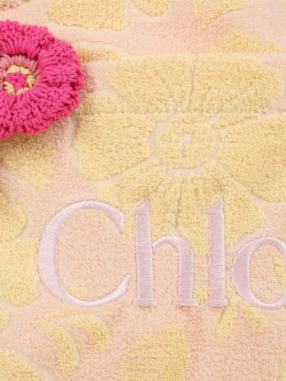 Borsa a spalla per bambina Chloé Kids rosa a fiori con logo - Rubino Kids