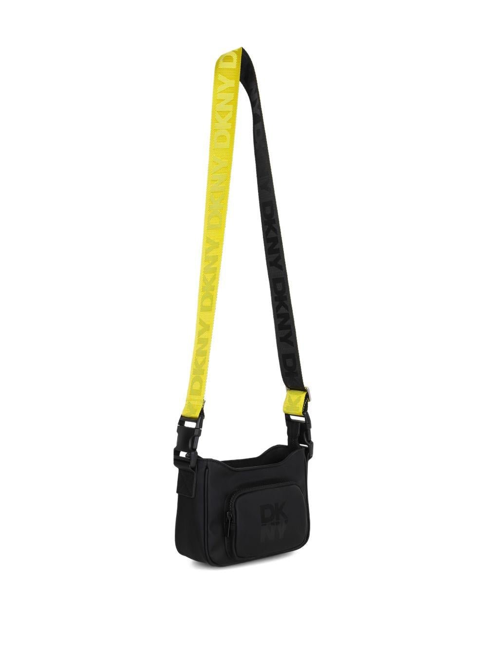 Borsa a spalla per bambina Dkny Kids nera con stampa logo - Rubino Kids