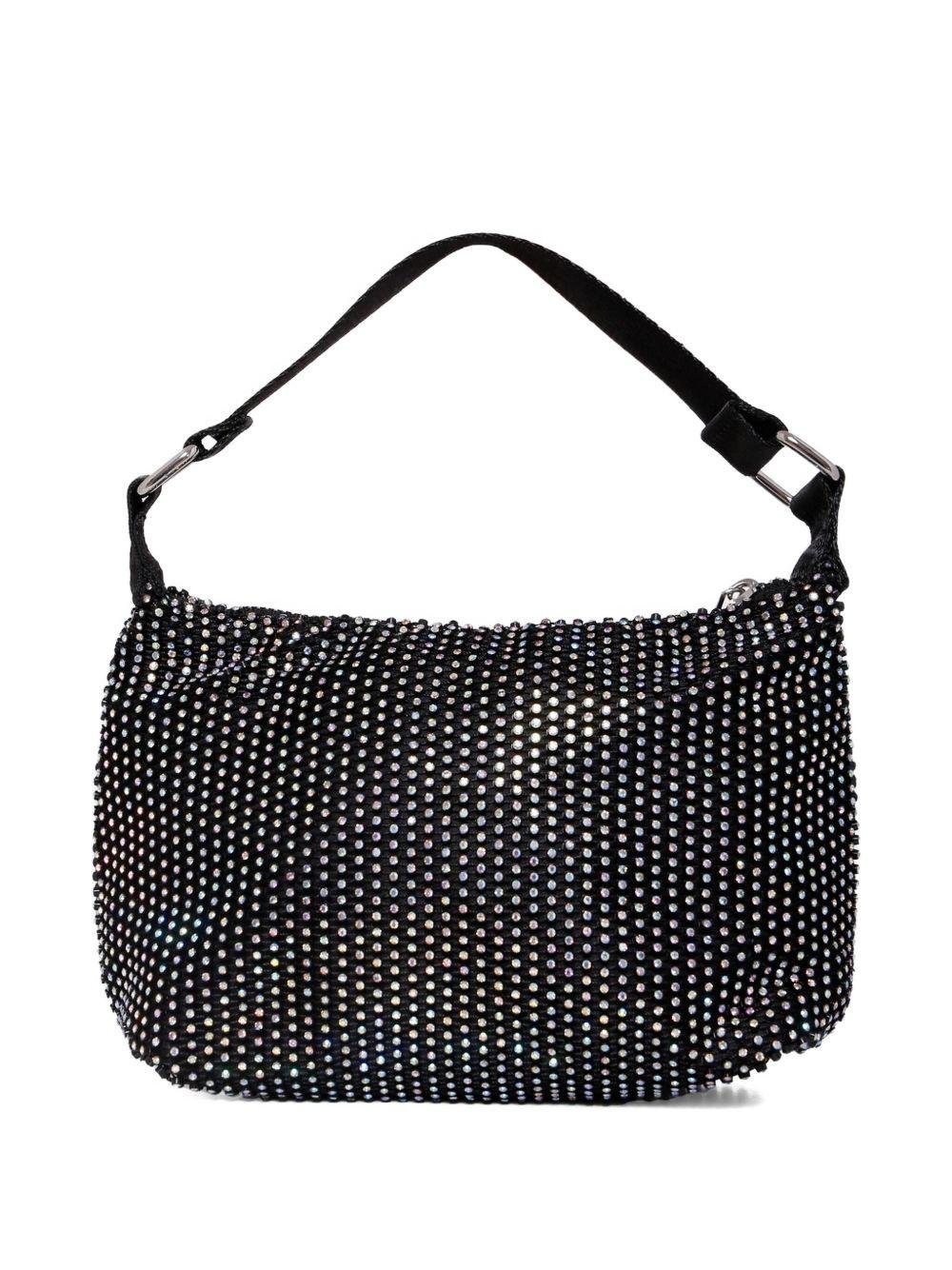 Borsa a spalla per bambina Molo nera Dolly con strass all - over e tracolla regolabile - Rubino Kids