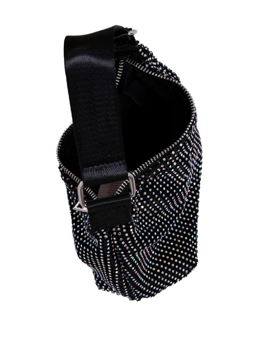 Borsa a spalla per bambina Molo nera Dolly con strass all - over e tracolla regolabile - Rubino Kids