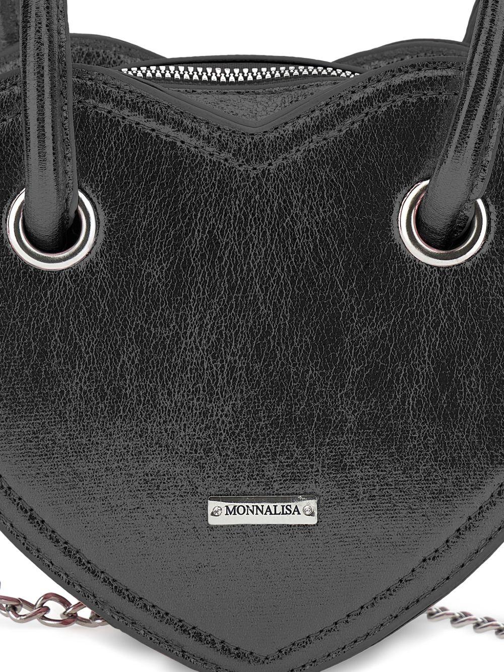 Borsa a spalla per bambina Monnalisa nera a forma di cuore - Rubino Kids