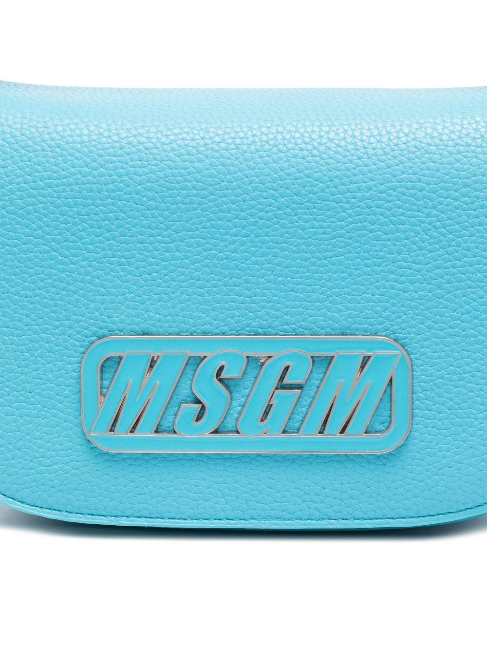 Borsa a spalla per bambina MSGM Kids azzurro con placca con logo - Rubino Kids
