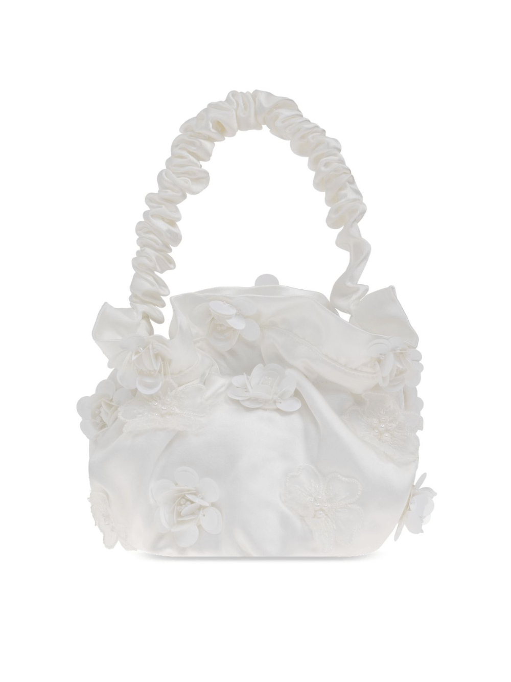 Borsa a spalla per bambina Self - Portrait Kids bianco con applicazione a fiori - Rubino Kids