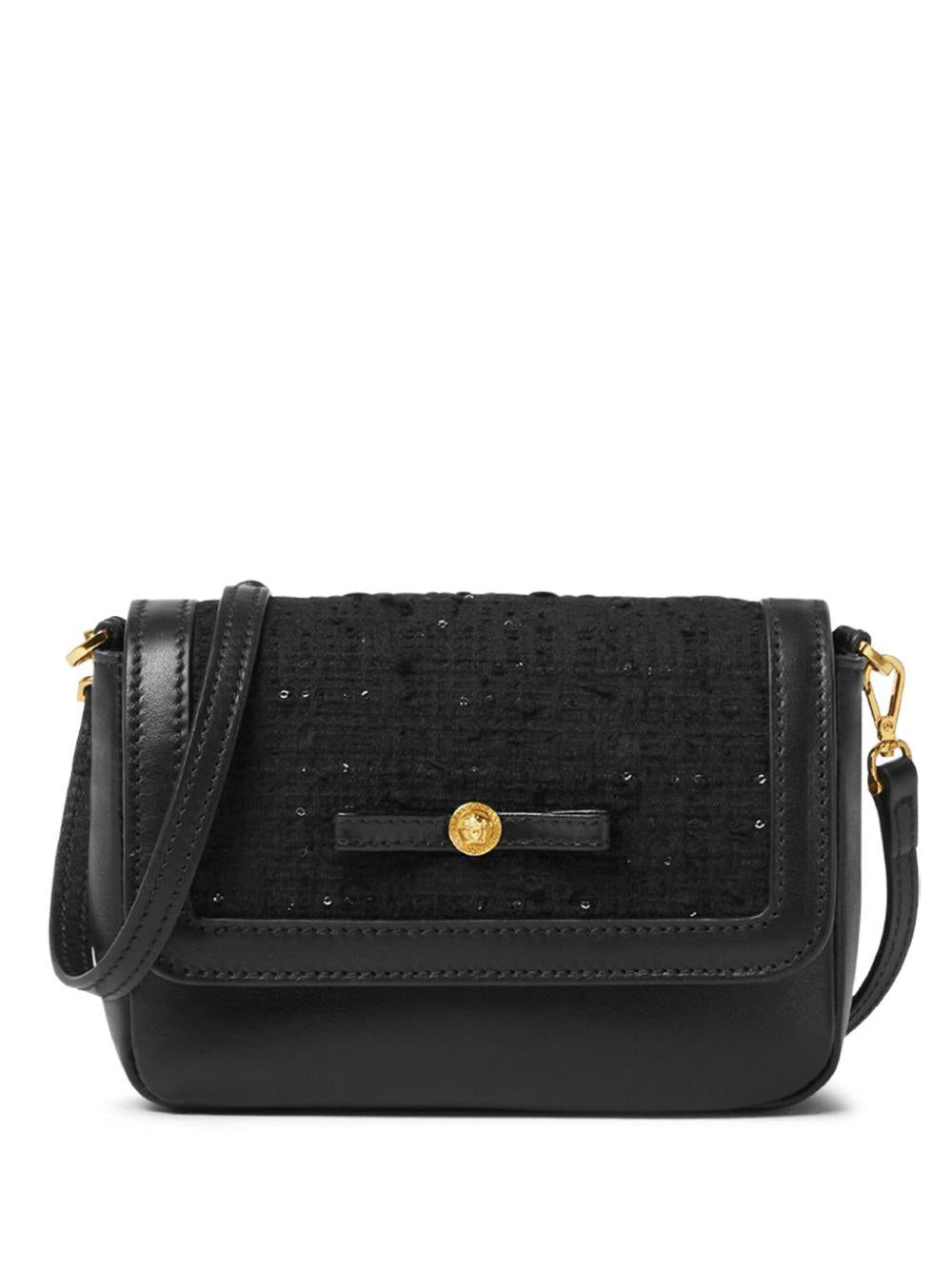 Borsa a spalla per bambina Versace Kids nero con inserti - Rubino Kids