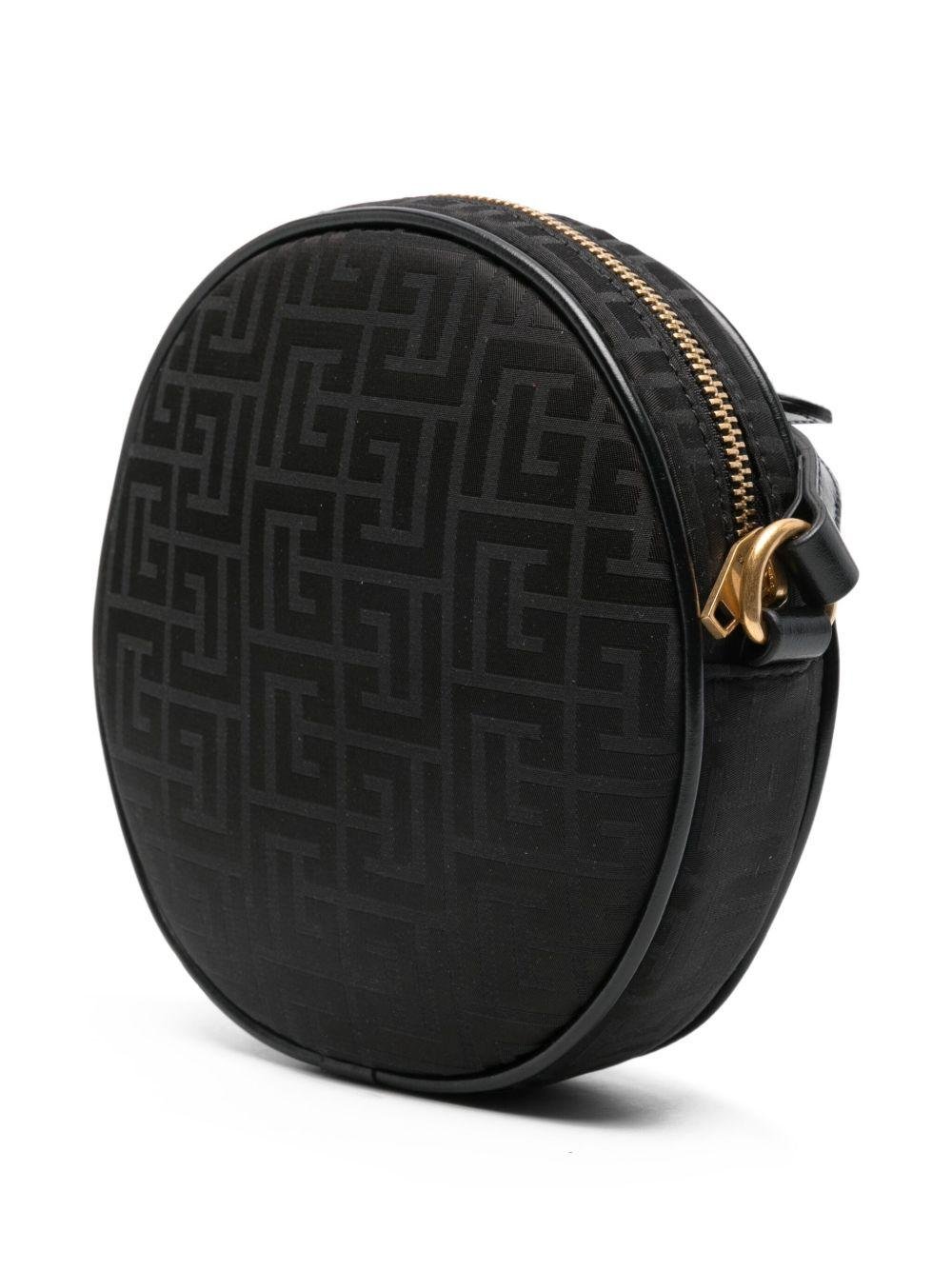 Borsa a tracolla per bambina Balmain Kids nera rotonda con monogramma - Rubino Kids