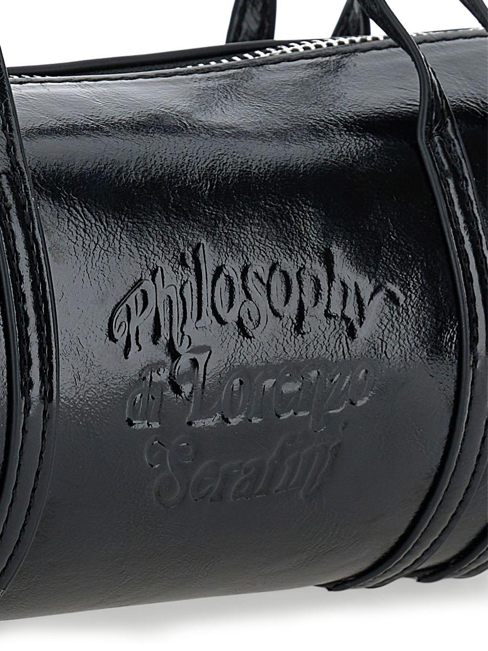 Borsa cilindrica per bambina Philosophy Di Lorenzo Serafini Kids nero in vernice - Rubino Kids