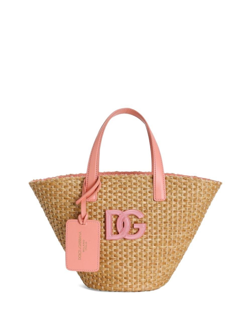 Borsa Coffa per bambina Dolce & Gabbana Kids beige con logo DG - Rubino Kids