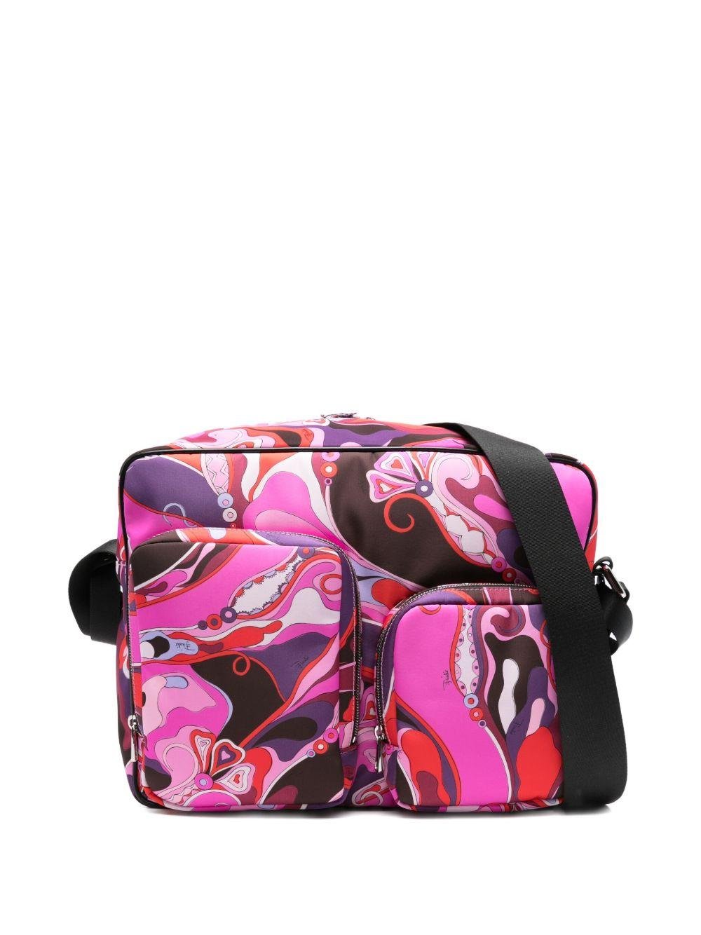 Borsa fasciatoio per neonata Emilio Pucci Junior fucsia con stampa a farfalla - Rubino Kids