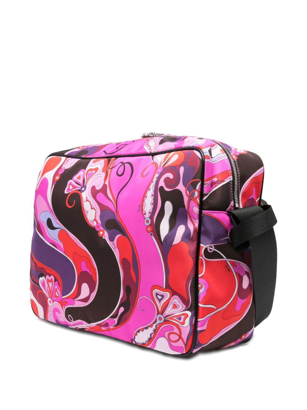 Borsa fasciatoio per neonata Emilio Pucci Junior fucsia con stampa a farfalla - Rubino Kids