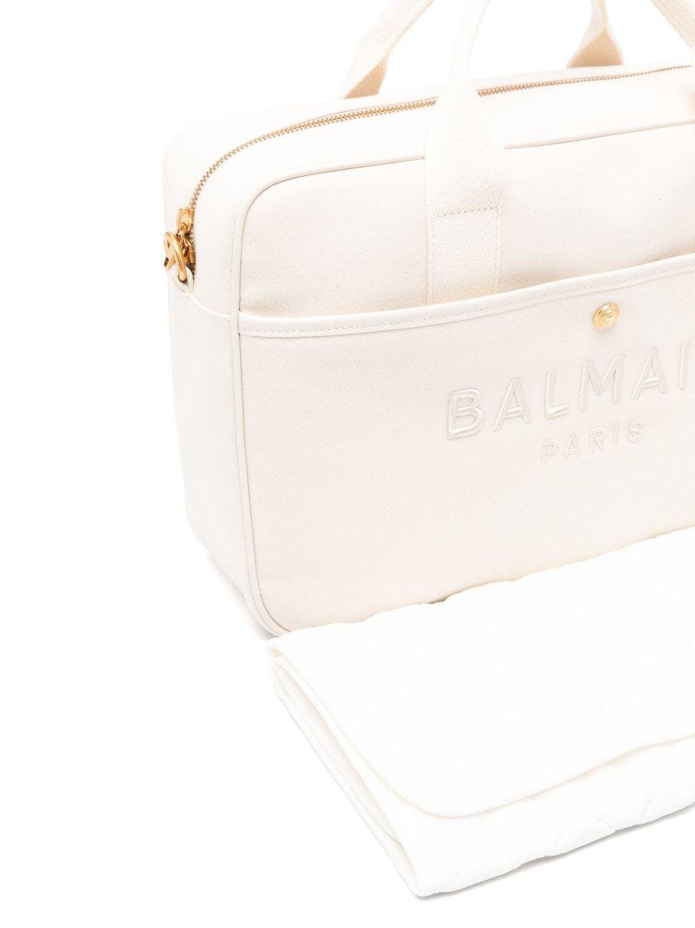 Borsa fasciatoio per neonati Balmain Kids bianca con logo ricamato - Rubino Kids