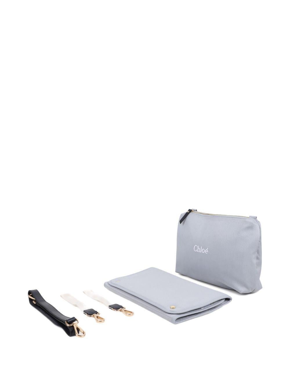 Borsa fasciatoio per neonati Chloé Kids azzurra con logo ricamato - Rubino Kids