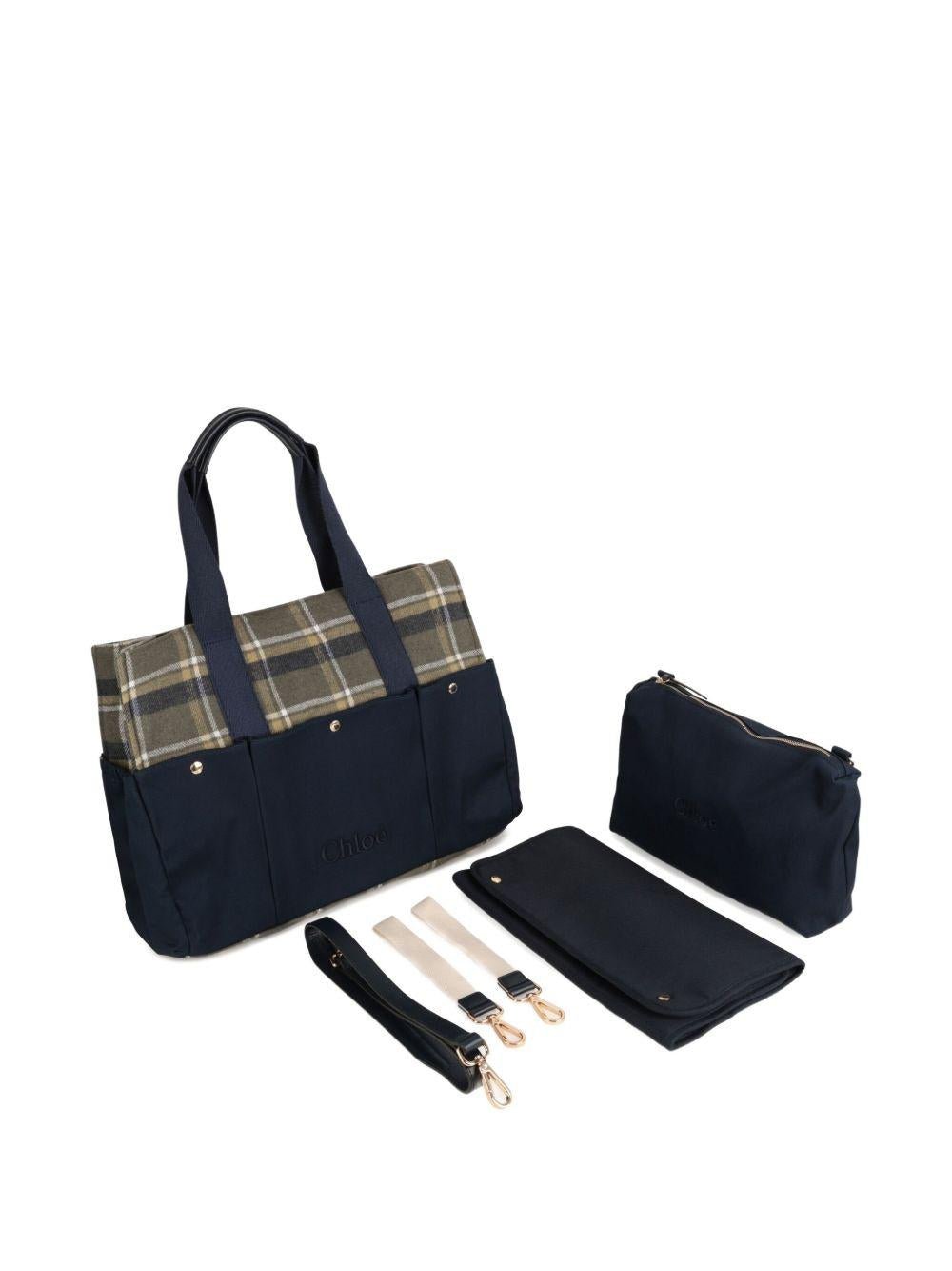 Borsa fasciatoio per neonati Chloé Kids blu con motivo a quadri <BR/> - Rubino Kids