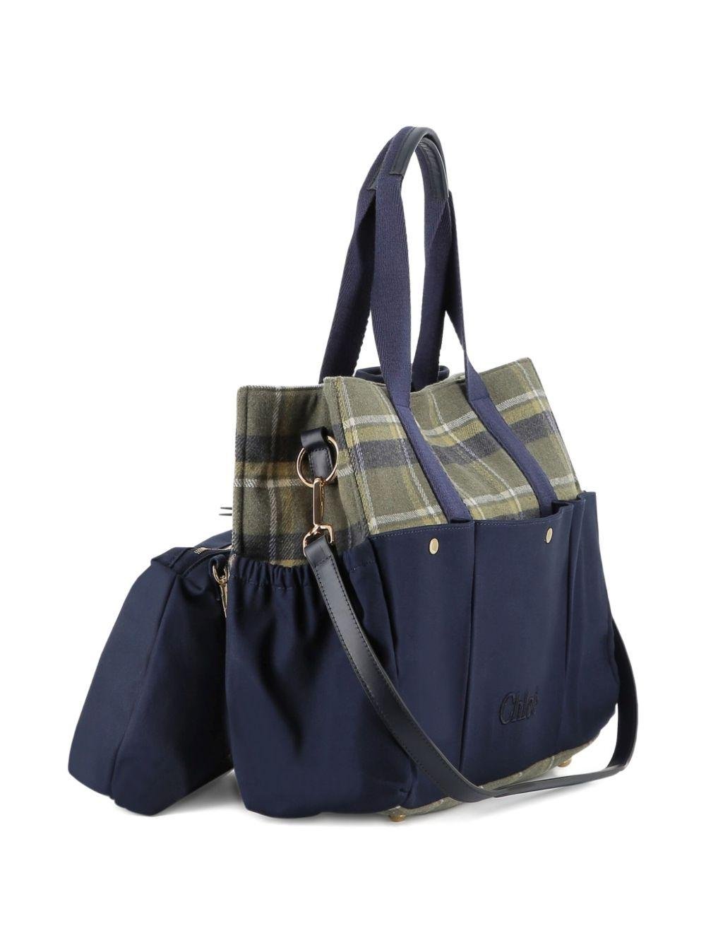 Borsa fasciatoio per neonati Chloé Kids blu con motivo a quadri <BR/> - Rubino Kids