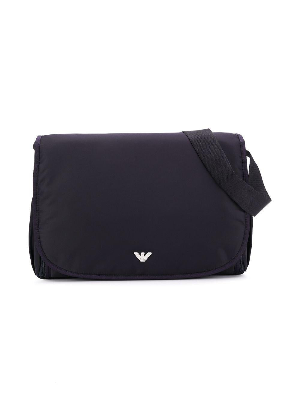 Borsa fasciatoio per neonati Emporio Armani Kids blu con logo argento - Rubino Kids