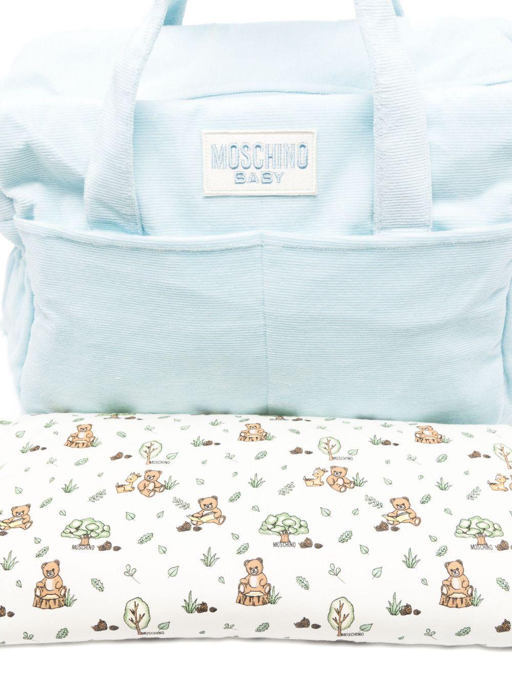 Borsa fasciatoio per neonato Moschino Kids azzurro con stampa Teddy Bear - Rubino Kids