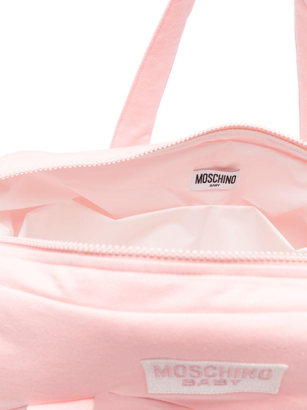 Borsa fasciatoio per neonato Moschino Kids rosa con applicazione orsetto - Rubino Kids