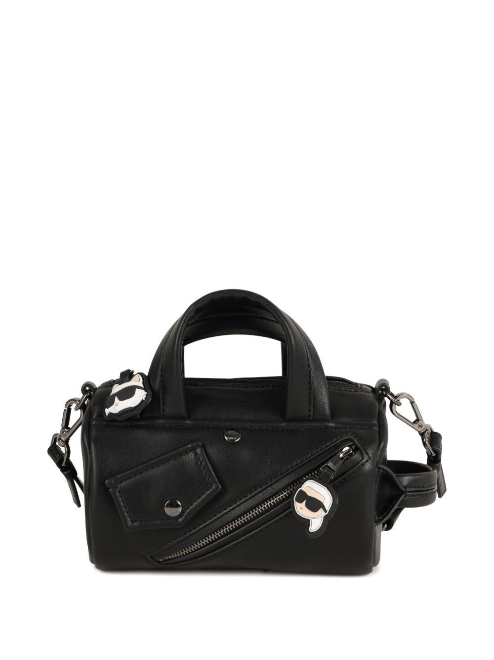 Borsa mini per bambina Karl Lagefeld Kids nera in pelle con tracolla removibile - Rubino Kids