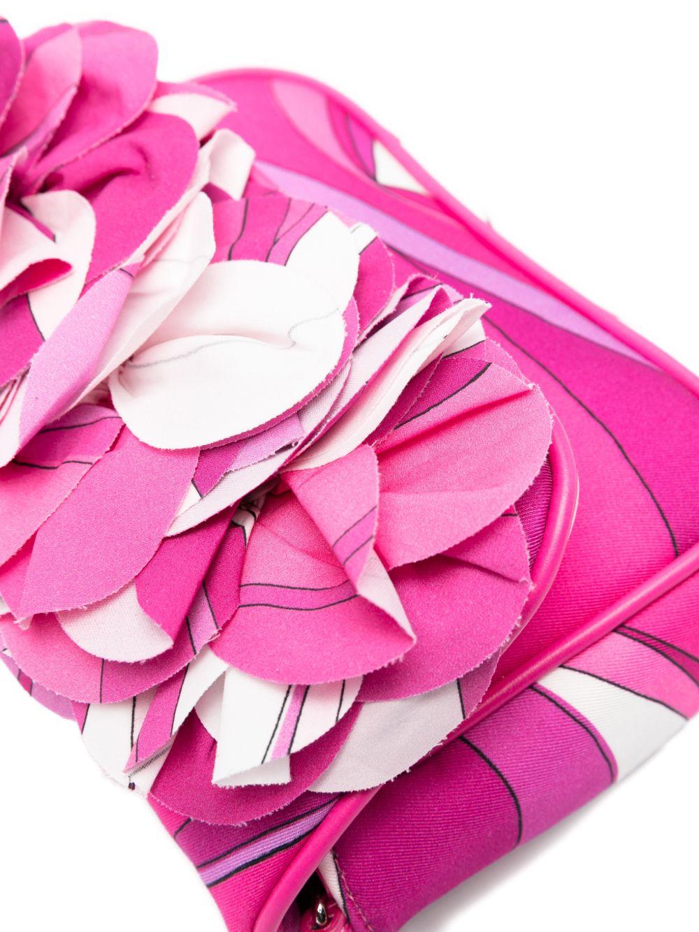 Borsa per bambina Emilio Pucci Junior fucsia con applicazione floreale - Rubino Kids