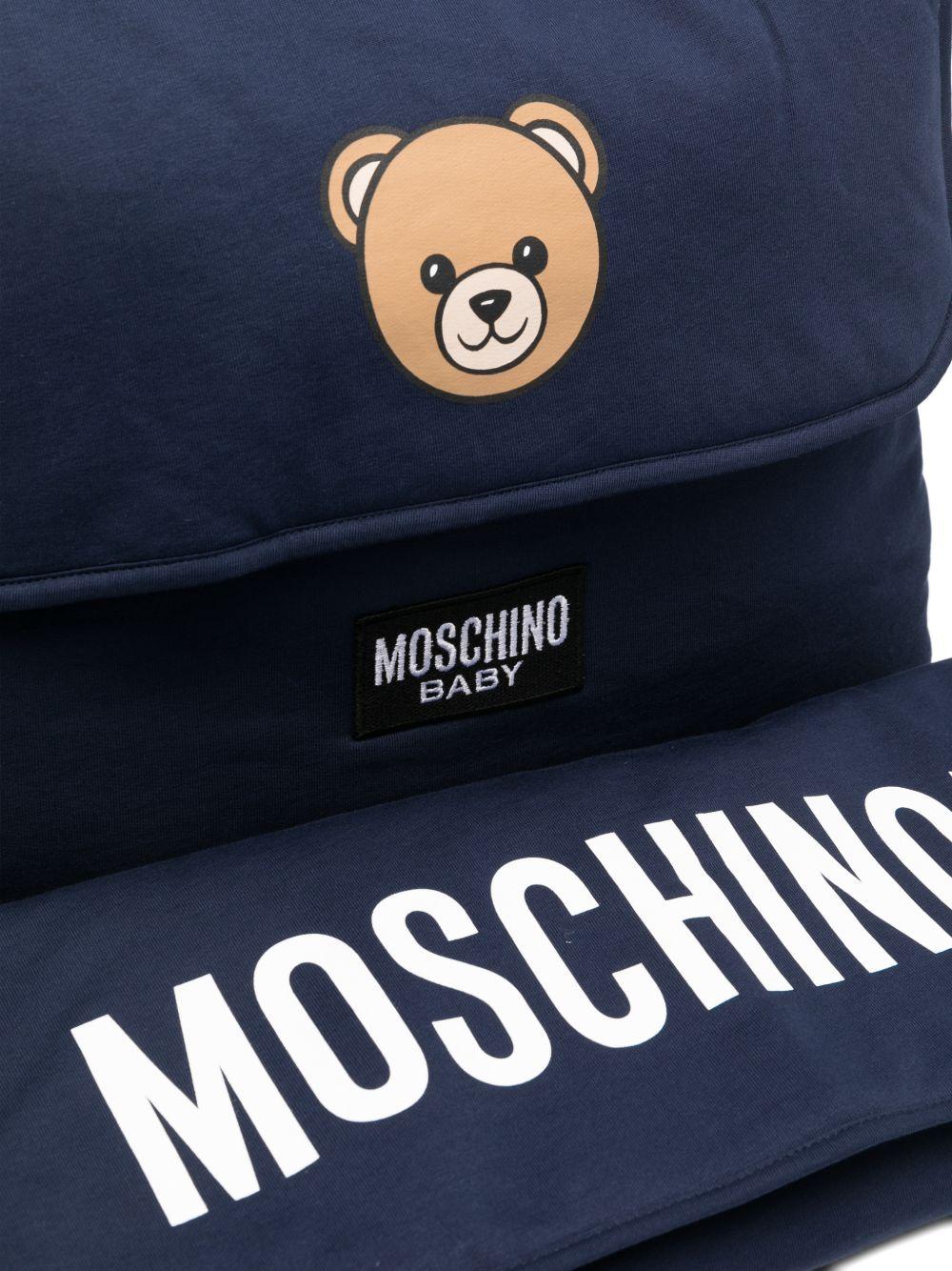 Borsa per neonati Moschino Kids blu con stampa Teddy Bear - Rubino Kids